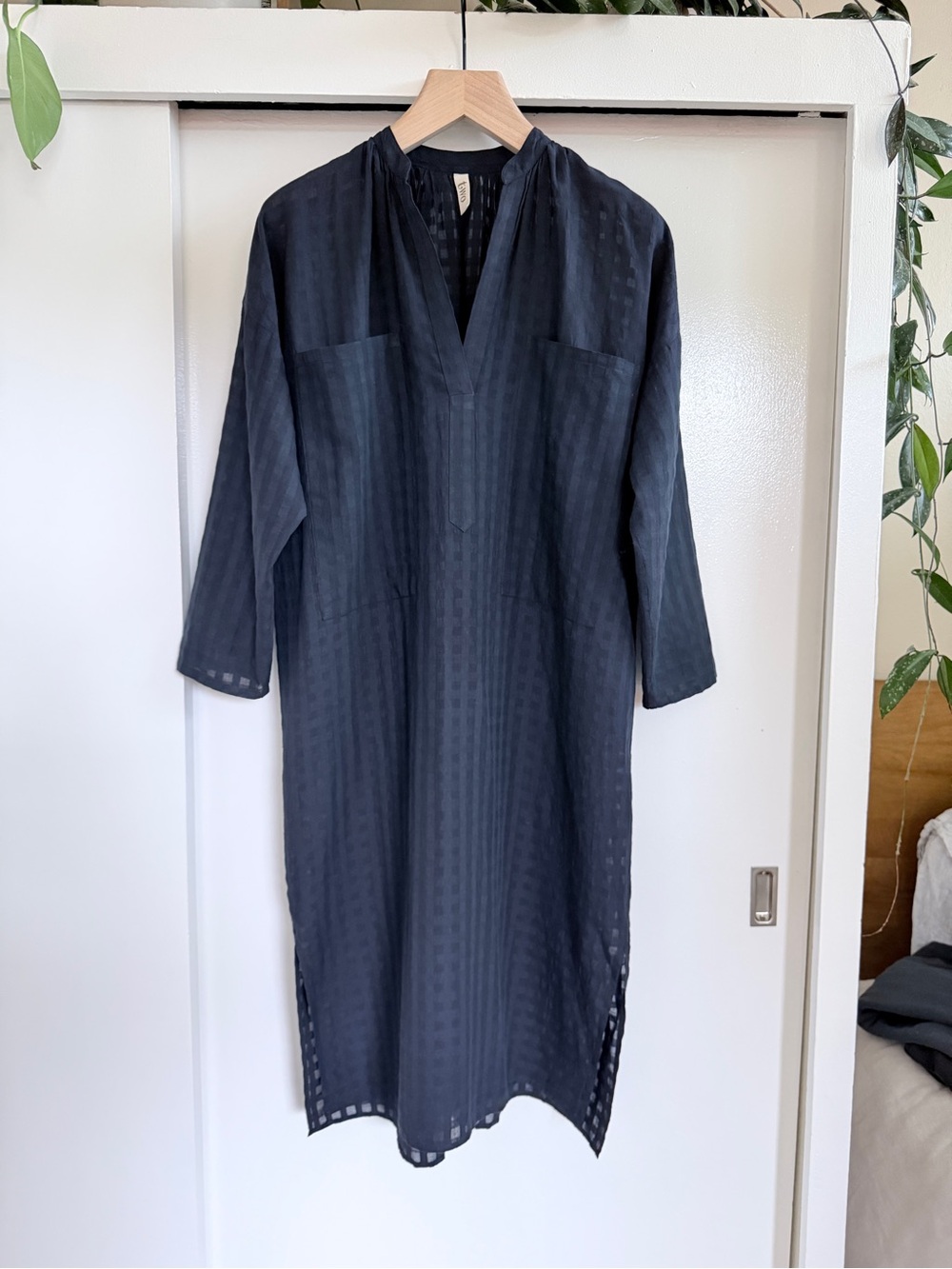 Two New York Black Grid Caftan